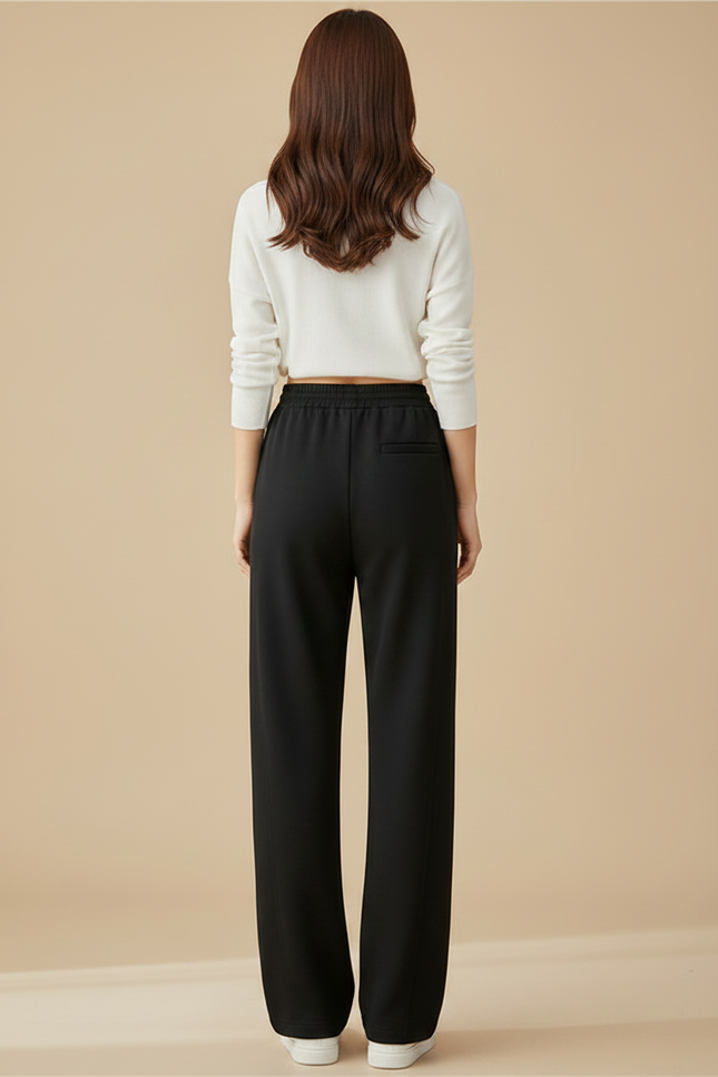 Pantalon Japonais Noir Fluide Ample Décontracté Confortable - Polyester - vue 2