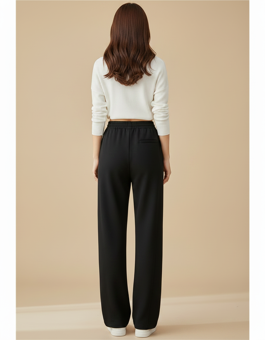 Pantalon Japonais Noir Fluide Ample Décontracté Confortable - Polyester - vue 2