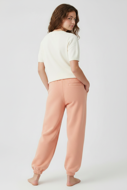 Pantalon Japonais Pêche Ample Cordon Confortable Fille - Orange Molleton - vue 2