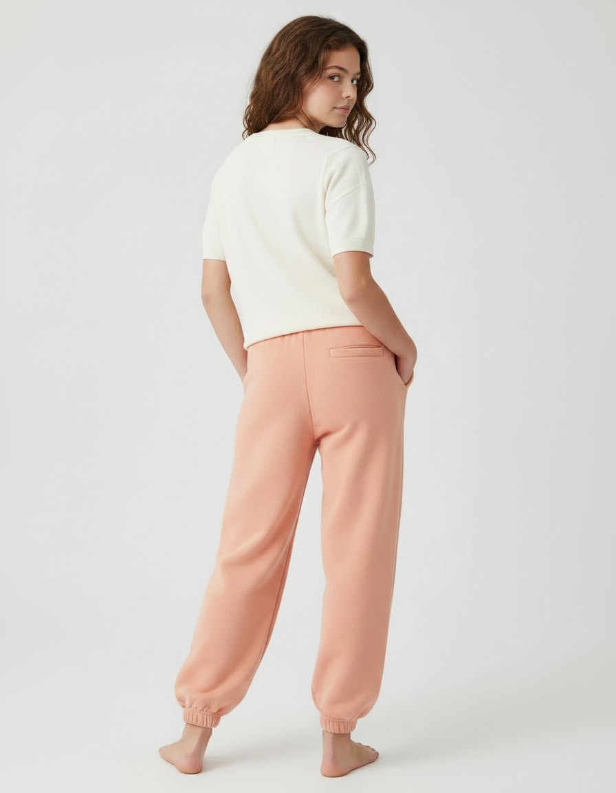 Pantalon Japonais Pêche Ample Cordon Confortable Fille - Orange Molleton - vue 2