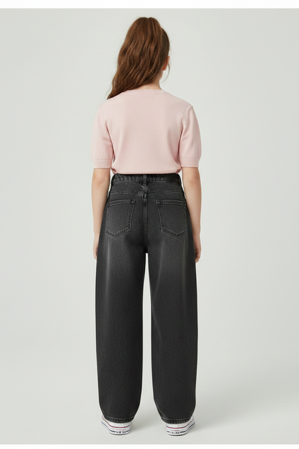 Pantalon Japonais Noir Ample Décontracté Urbain Denim - Jean - vue 2
