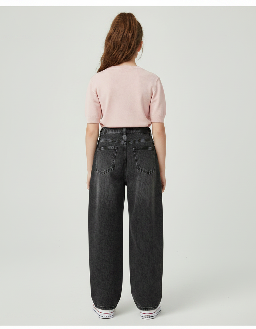 Pantalon Japonais Noir Ample Décontracté Urbain Denim - Jean - vue 2
