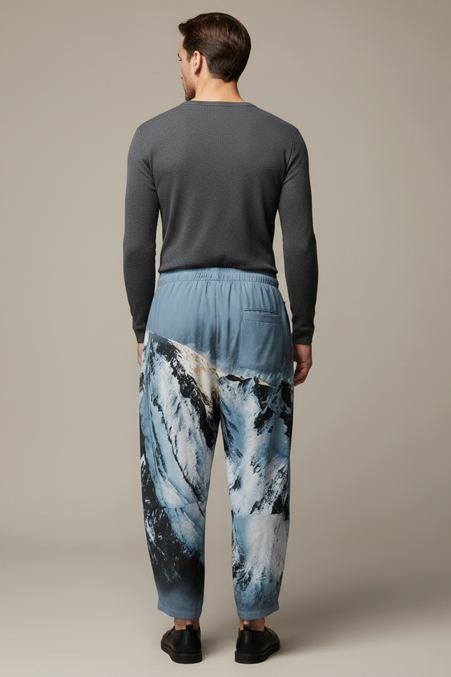 Pantalon Japonais Montagne Imprimé Ample Fluide Cordon - Polyester - vue 2
