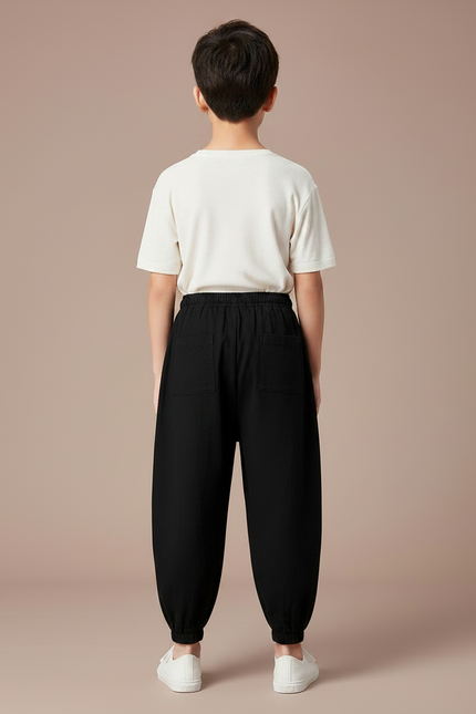 Pantalon Japonais Noir Brodé Ample Enfant Coton - vue 2
