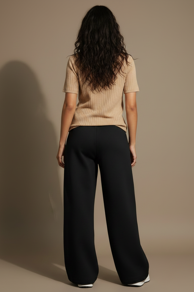 Pantalon Japonais Noir Large Coeurs Cassés Molleton - vue 2