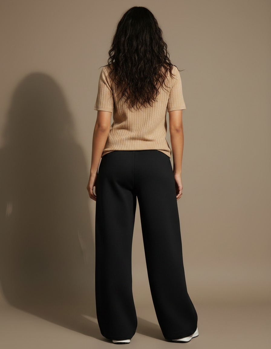 Pantalon Japonais Noir Large Coeurs Cassés Molleton - vue 2