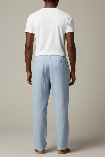 Pantalon Japonais Bleu Ciel Ample Lin Coton - vue 2