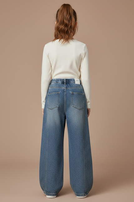 Pantalon Japonais Denim Ample Cargo Bleu Fille - Jean - vue 2