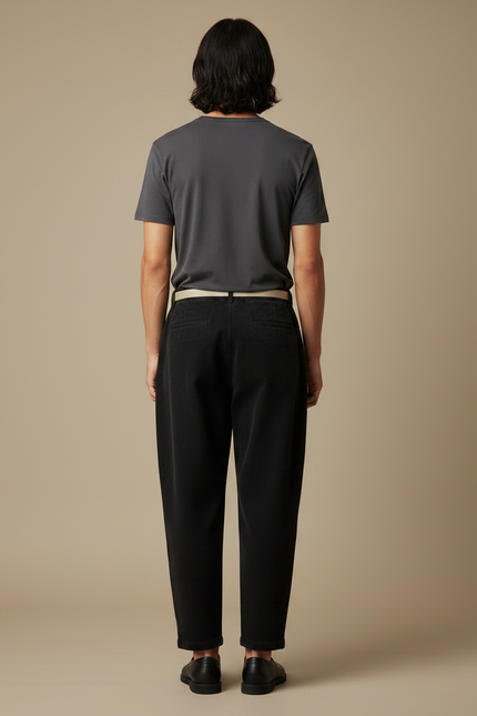 Pantalon Japonais Noir Plissé Ample Décontracté Coton - vue 2