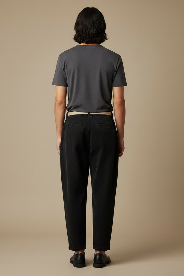 Pantalon Japonais Noir Plissé Ample Décontracté Coton - vue 2
