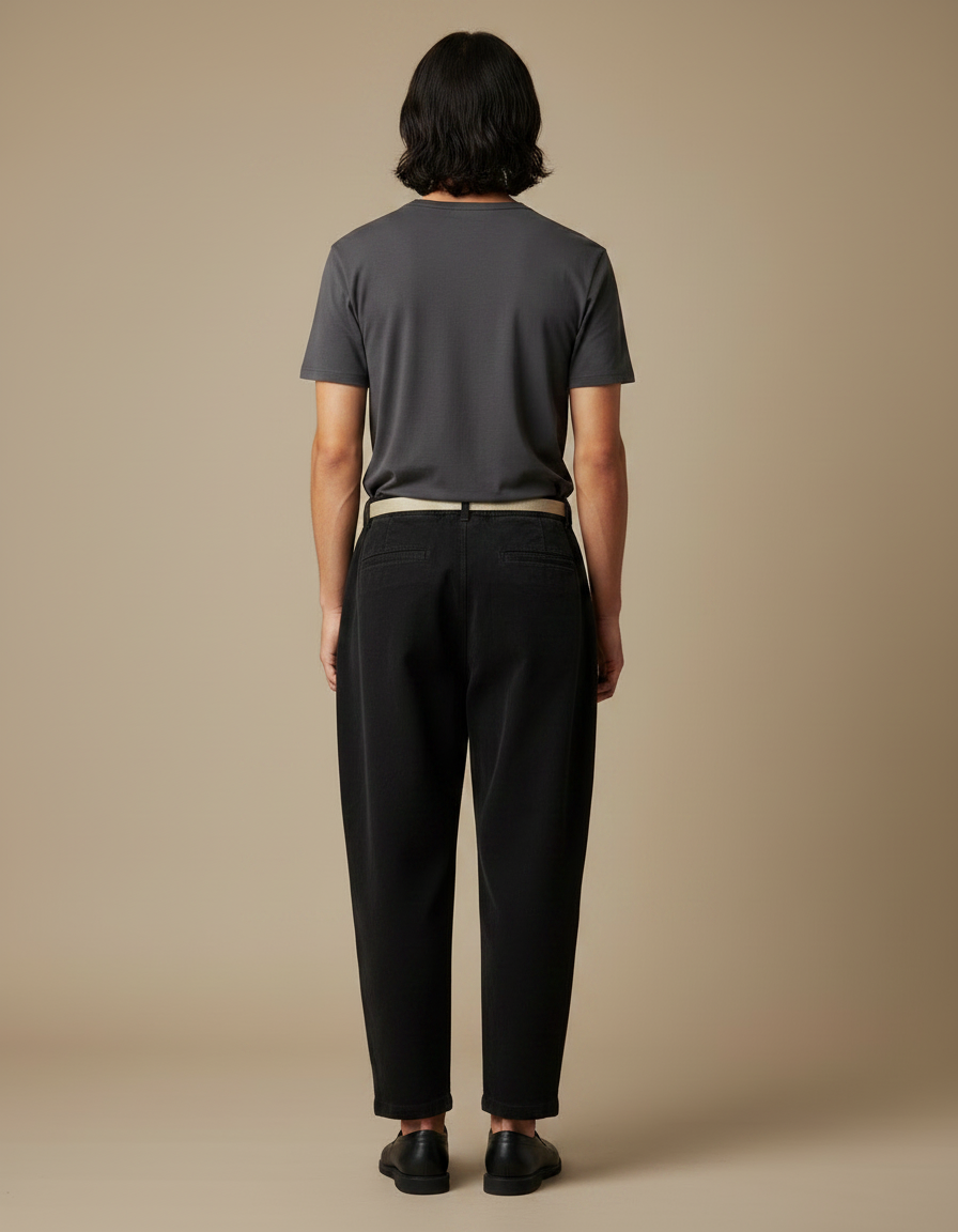 Pantalon Japonais Noir Plissé Ample Décontracté Coton - vue 2