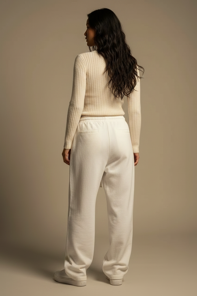Pantalon Japonais Blanc Ample Cordon Décontracté Fluide - Molleton - vue 2