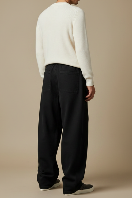 Pantalon Japonais Noir Ample Décontracté Coton Homme - vue 2