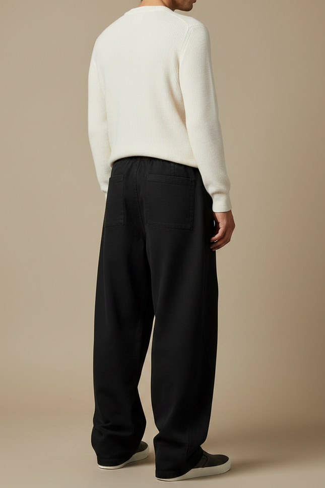 Pantalon Japonais Noir Ample Décontracté Coton Homme - vue 2