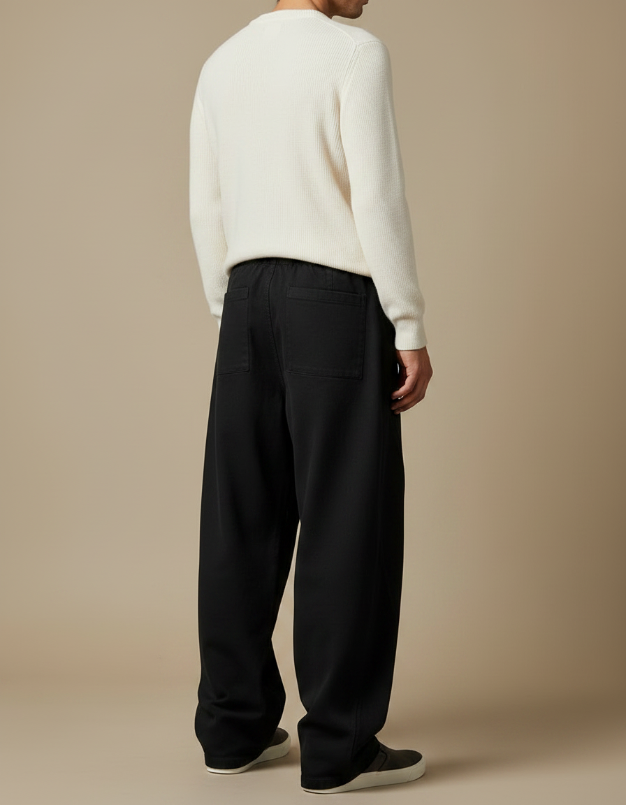 Pantalon Japonais Noir Ample Décontracté Coton Homme - vue 2