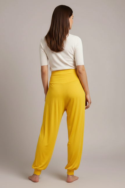 Pantalon Japonais Sarouel Fluide Jaune Ample Confortable - Viscose - vue 2