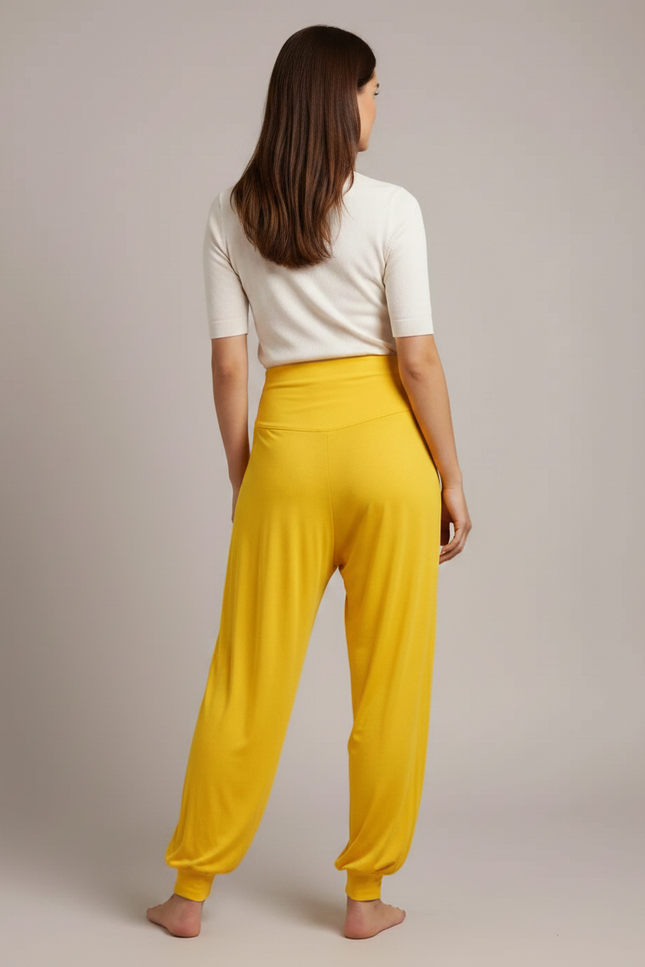 Pantalon Japonais Sarouel Fluide Jaune Ample Confortable - Viscose - vue 2