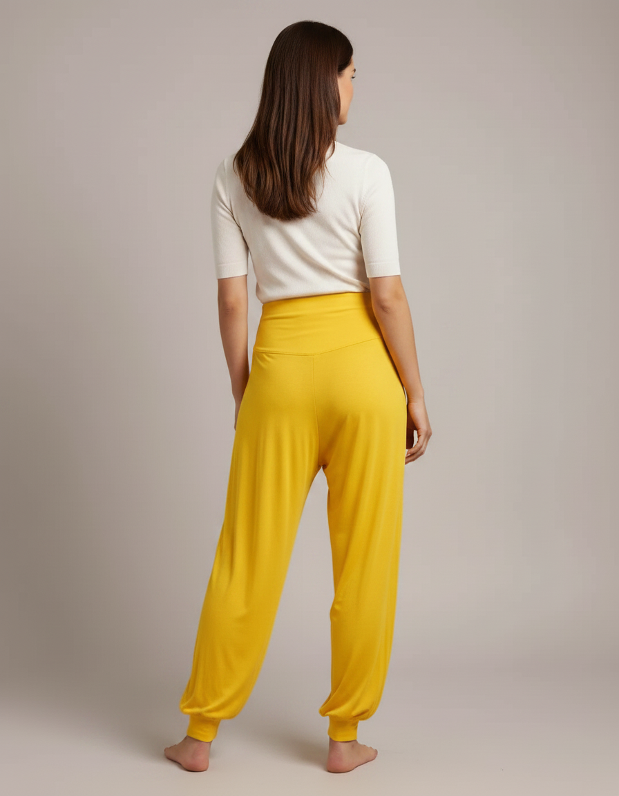 Pantalon Japonais Sarouel Fluide Jaune Ample Confortable - Viscose - vue 2