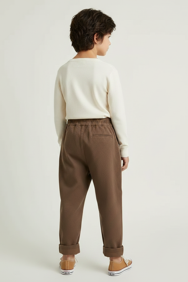 Pantalon Japonais Marron Ample Croisé Décontracté Enfant - Laine - vue 2