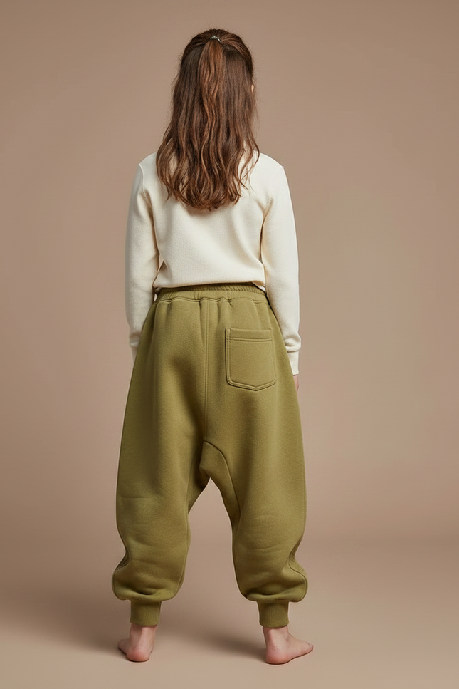 Pantalon Japonais Vert Kaki Ample Molleton Enfant - vue 2