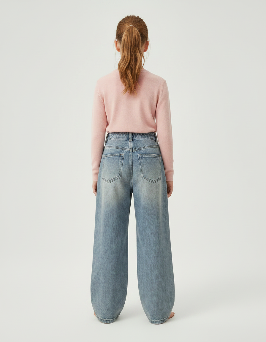 Pantalon Japonais Large Denim Bleu Ample Enfant - Jean - vue 2