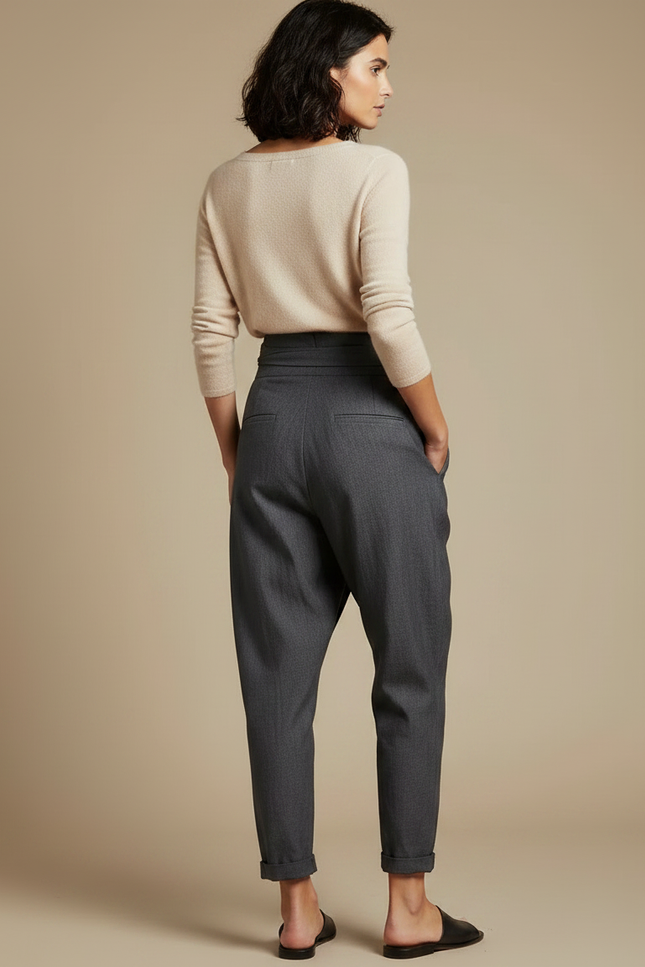 Pantalon Japonais Gris Ample Décontracté Fluide Élégant - Gabardine - vue 2