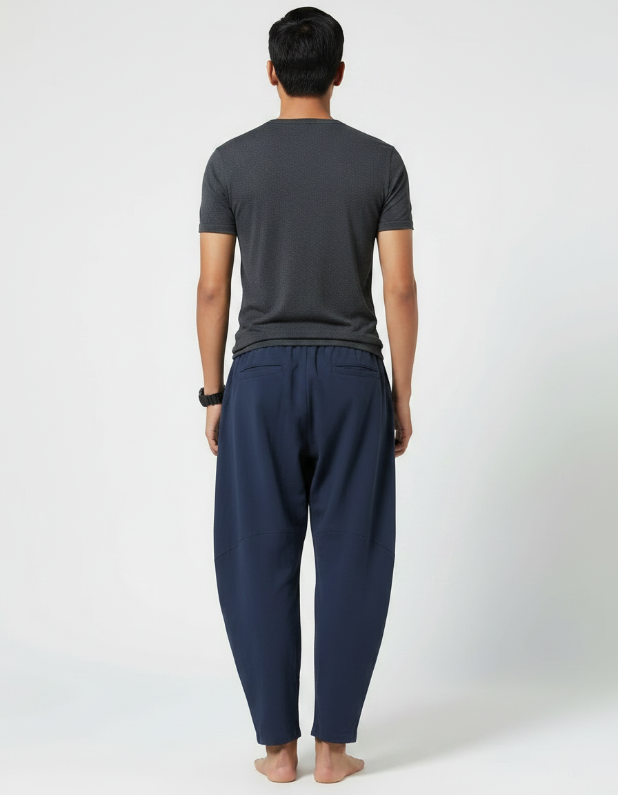 Pantalon Japonais Bleu Marine Ample Coton Décontracté Homme - vue 2