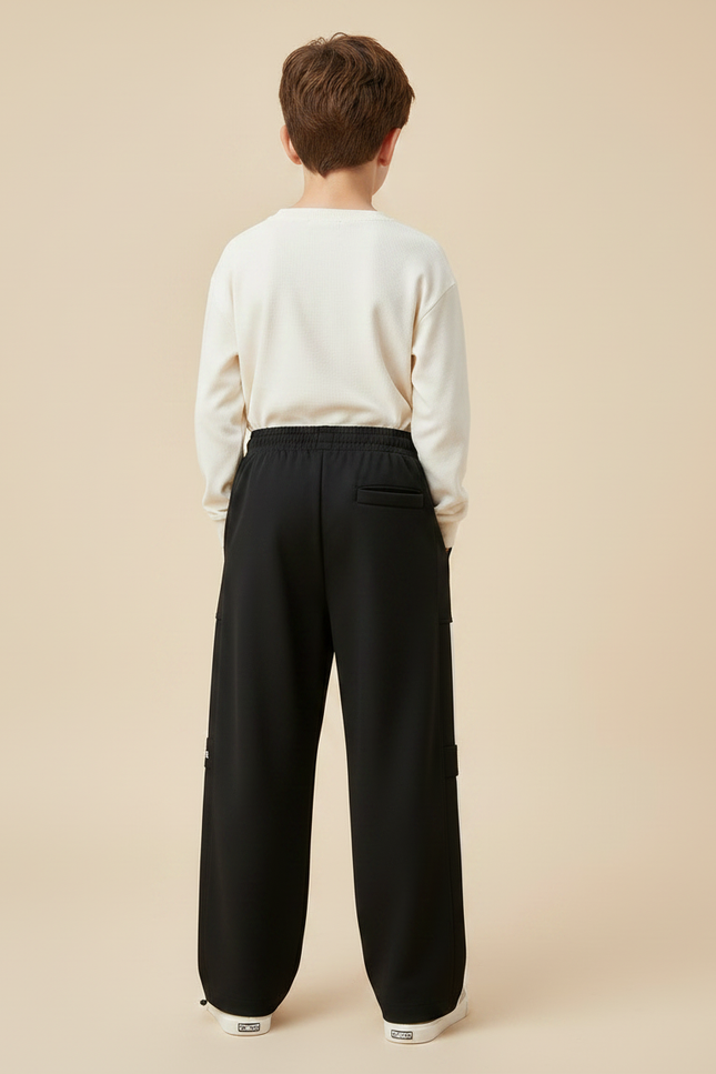 Pantalon Japonais Noir Ample Molleton Sport Garçon - vue 2