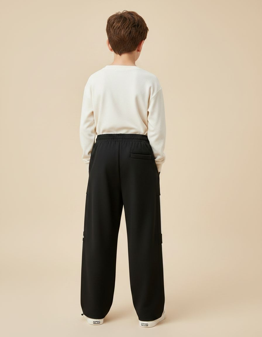 Pantalon Japonais Noir Ample Molleton Sport Garçon - vue 2