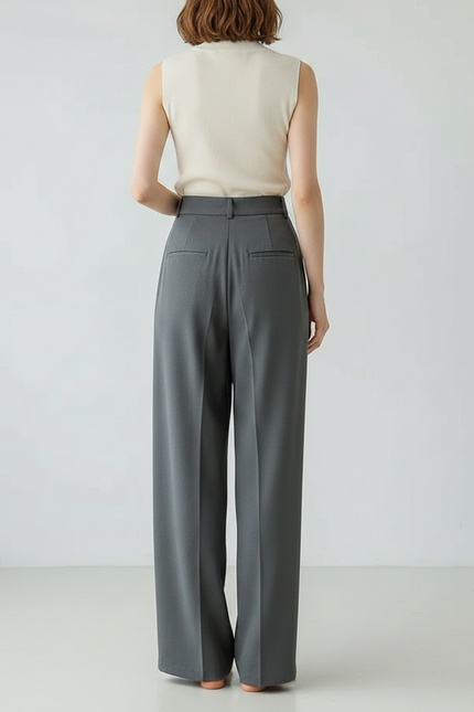 Pantalon Japonais Gris Anthracite Ample Plissé Confortable - Polyester - vue 2
