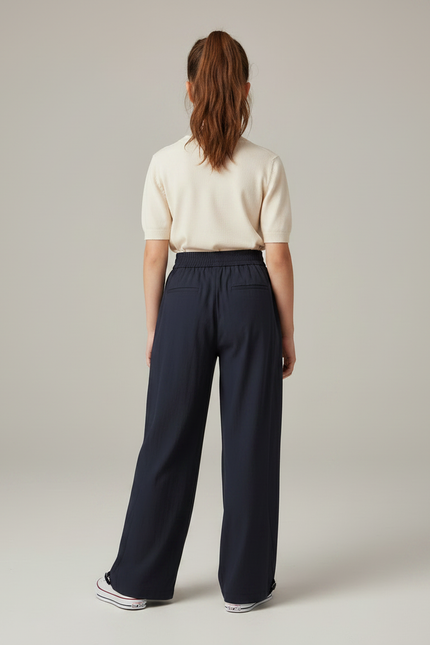 Pantalon Japonais Bleu Marine Fluide Ample Décontracté - Lin - vue 2