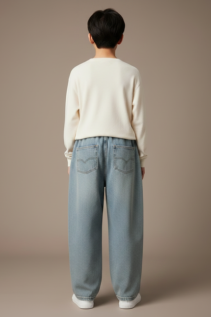 Pantalon Japonais Denim Ample Décontracté Enfant - Bleu Jean - vue 2