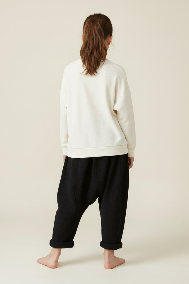 Pantalon Japonais Noir Ample Coton Enfant Décontracté - vue 2