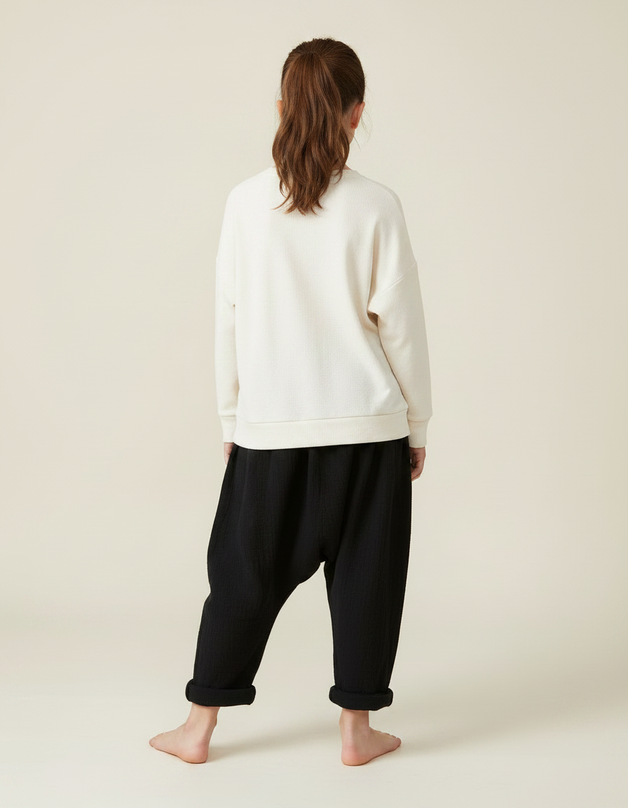 Pantalon Japonais Noir Ample Coton Enfant Décontracté - vue 2