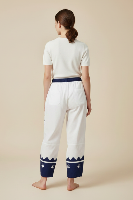 Pantalon Japonais Blanc Ample Shiba Inu Fantaisie - Molleton - vue 2