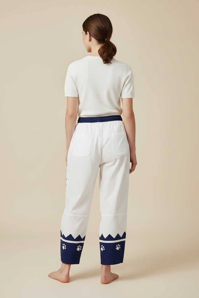 Pantalon Japonais Blanc Ample Shiba Inu Fantaisie - Molleton - vue 2