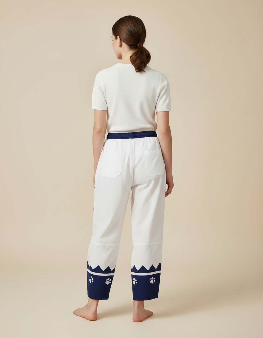 Pantalon Japonais Blanc Ample Shiba Inu Fantaisie - Molleton - vue 2