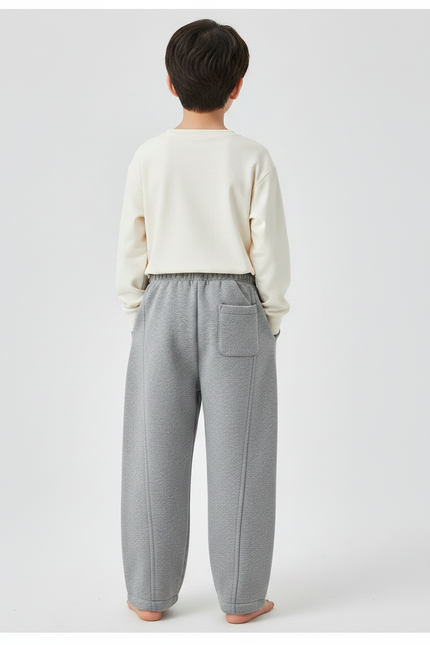 Pantalon Japonais Gris Ample Molletonné Garçon - vue 2