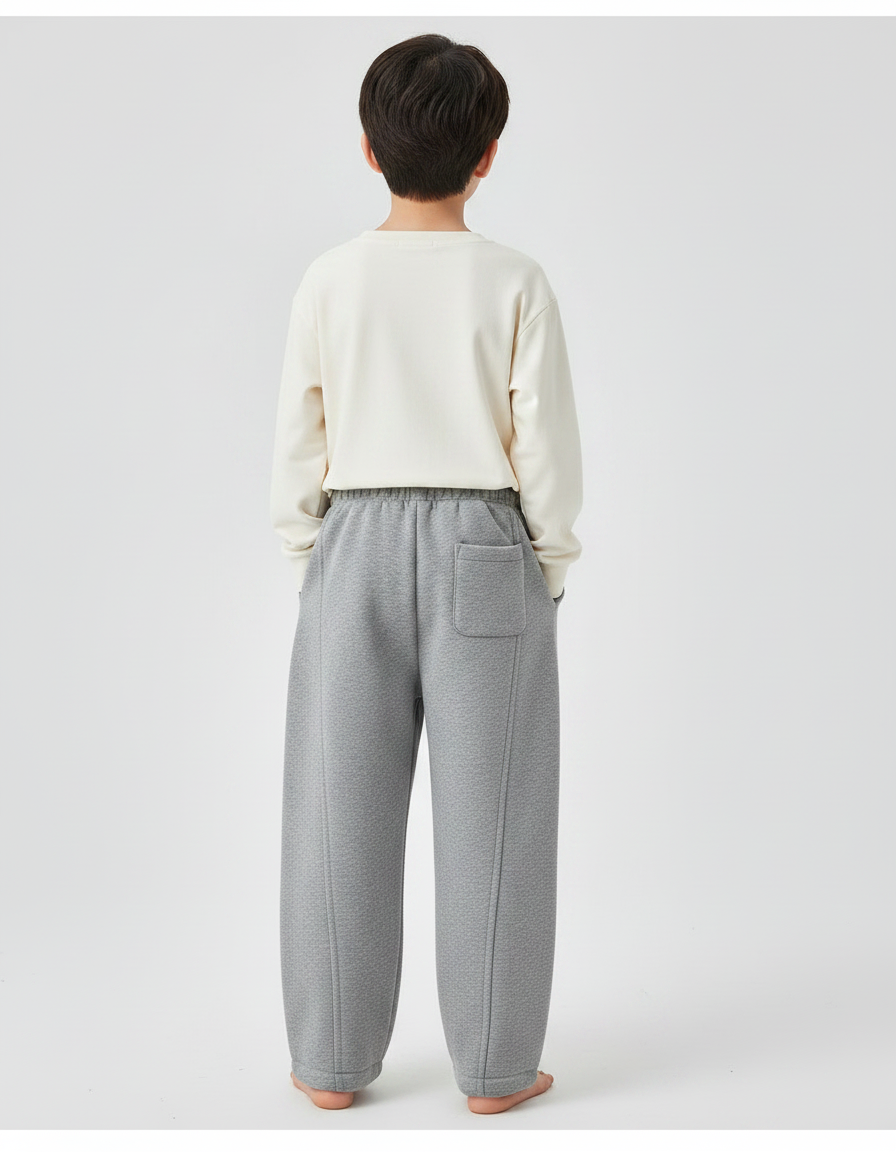 Pantalon Japonais Gris Ample Molletonné Garçon - vue 2