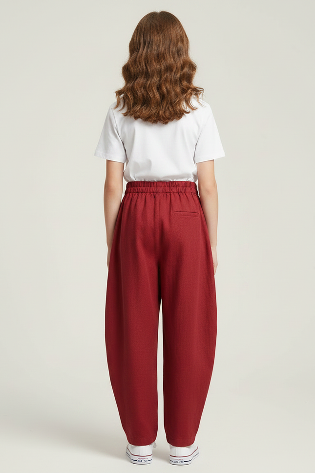 Pantalon Japonais Rouge Ample Coton Fluide Enfant - Bordeaux - vue 2