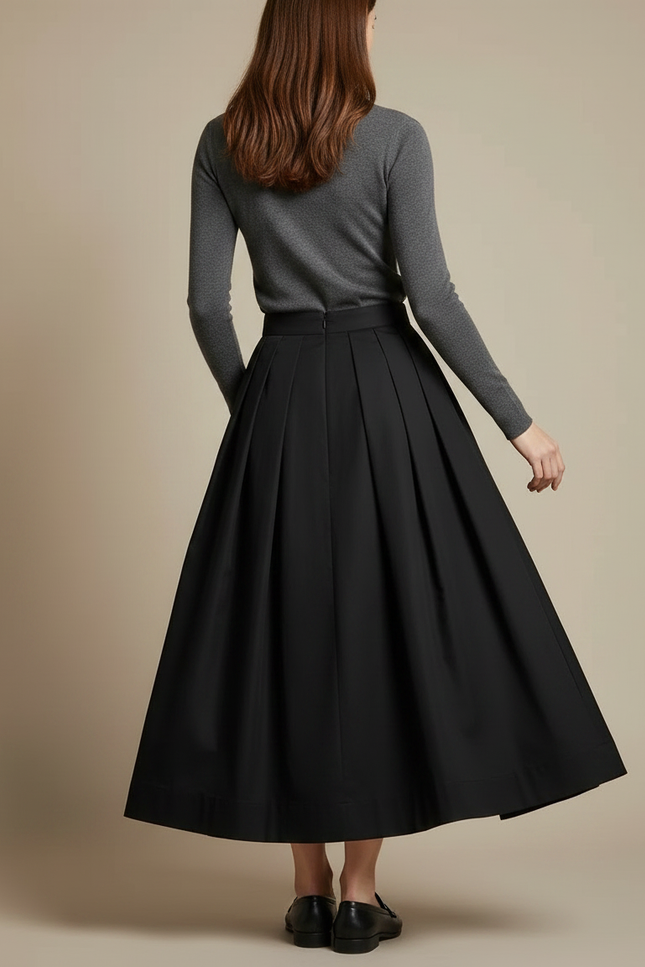 Pantalon Japonais Noir Plissé Ample Élégant Fluide - Gabardine - vue 2