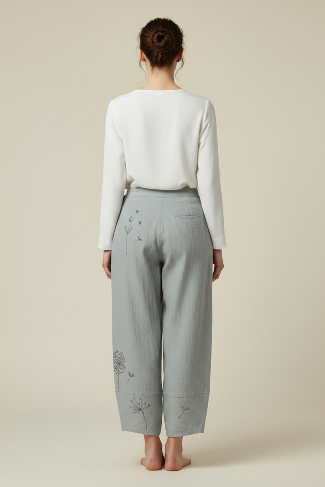 Pantalon Japonais Lin Ample Dandelion Gris - vue 2