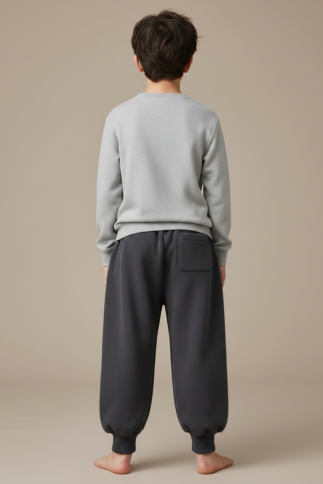 Pantalon Japonais Gris Anthracite Ample Molleton Enfant - vue 2