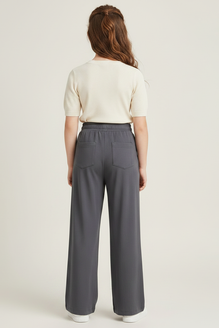 Pantalon Japonais Gris Ample Fluide Cordon Décontracté - Molleton - vue 2
