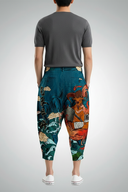 Pantalon Japonais Harem Imprimé Ample Décontracté Homme - Polyester - vue 2