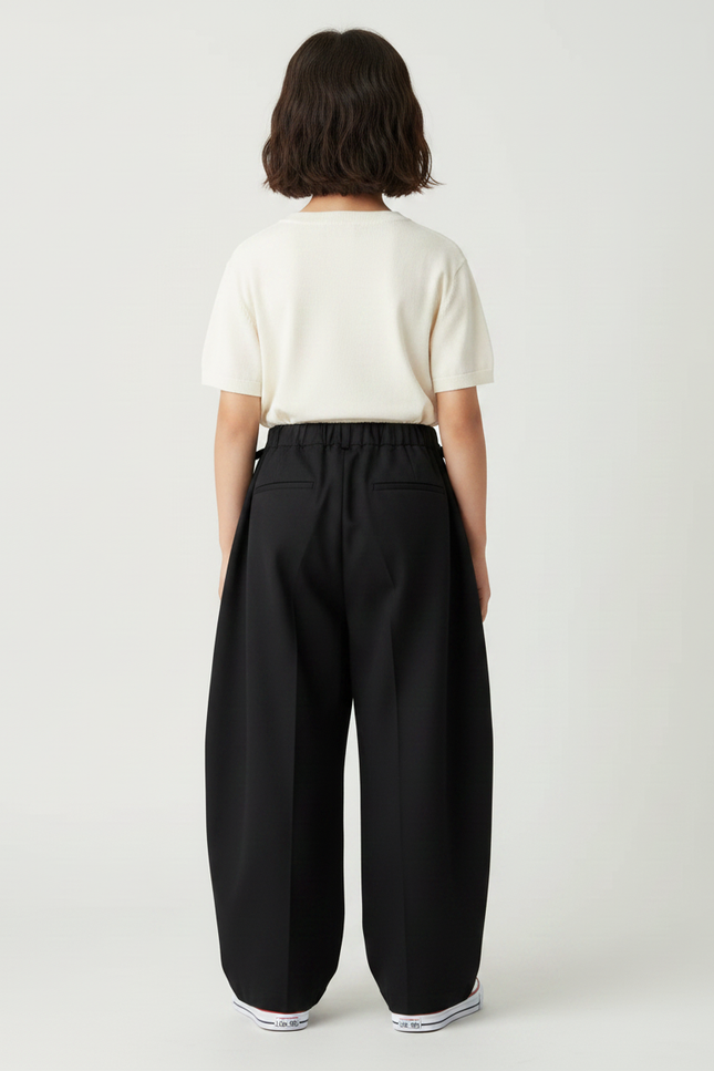 Pantalon Japonais Noir Ample Fluide Décontracté Enfant - Gabardine - vue 2