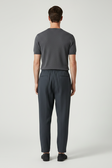 Pantalon Japonais Gris Anthracite Ample Coton Lin Homme - vue 2