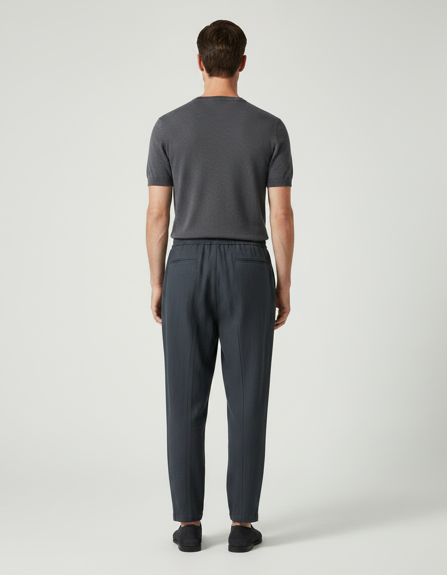 Pantalon Japonais Gris Anthracite Ample Coton Lin Homme - vue 2