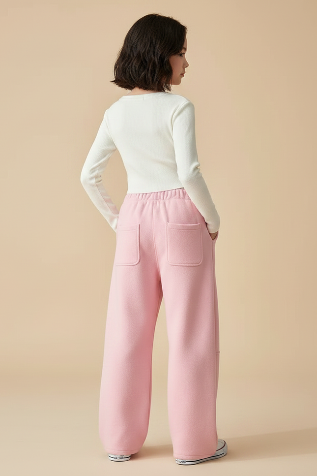 Pantalon Japonais Rose Ample Molleton Enfant Décontracté - vue 2