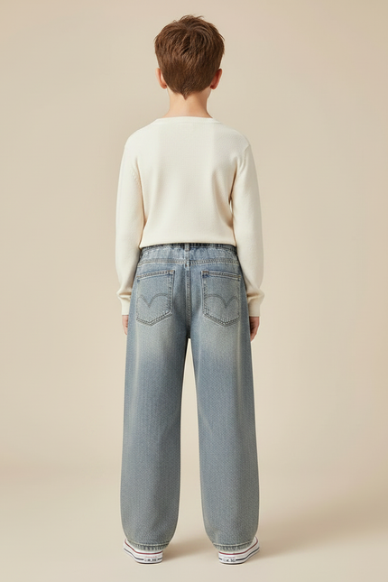 Pantalon Japonais Bleu Clair Ample Enfant Décontracté - Jean - vue 2